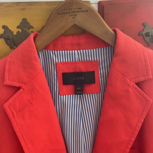 J. CREW Red Schoolboy Stand Up Collar Linen Blazer Jacket Size 10T - Picture 3 of 7